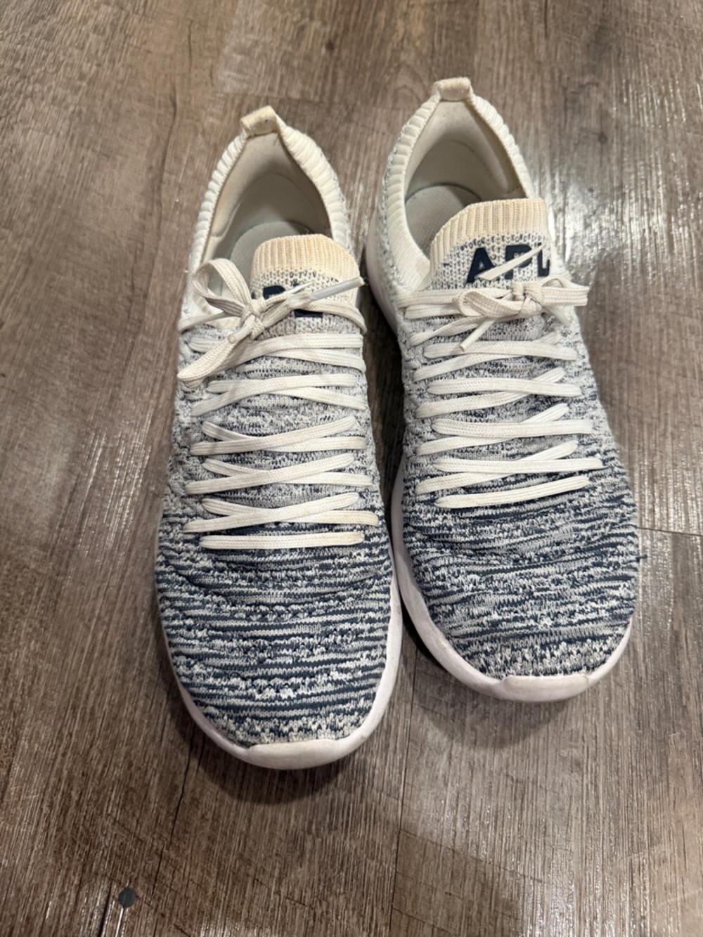 APL TechLoom Wave Knit Slip-On Sneakers in Cream and White